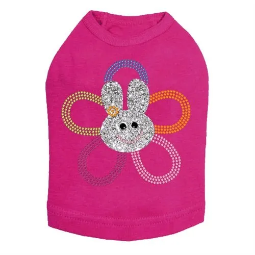 Flower Bunny Rhinestone Dog Tank- Many Colors