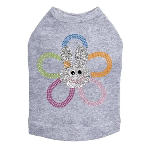 Flower Bunny Rhinestone Dog Tank- Many Colors