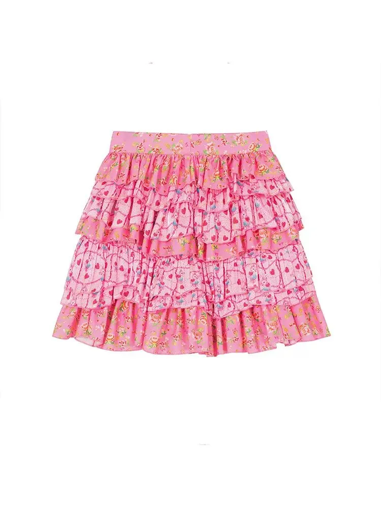 Flower layered short skirt【s0000008720】