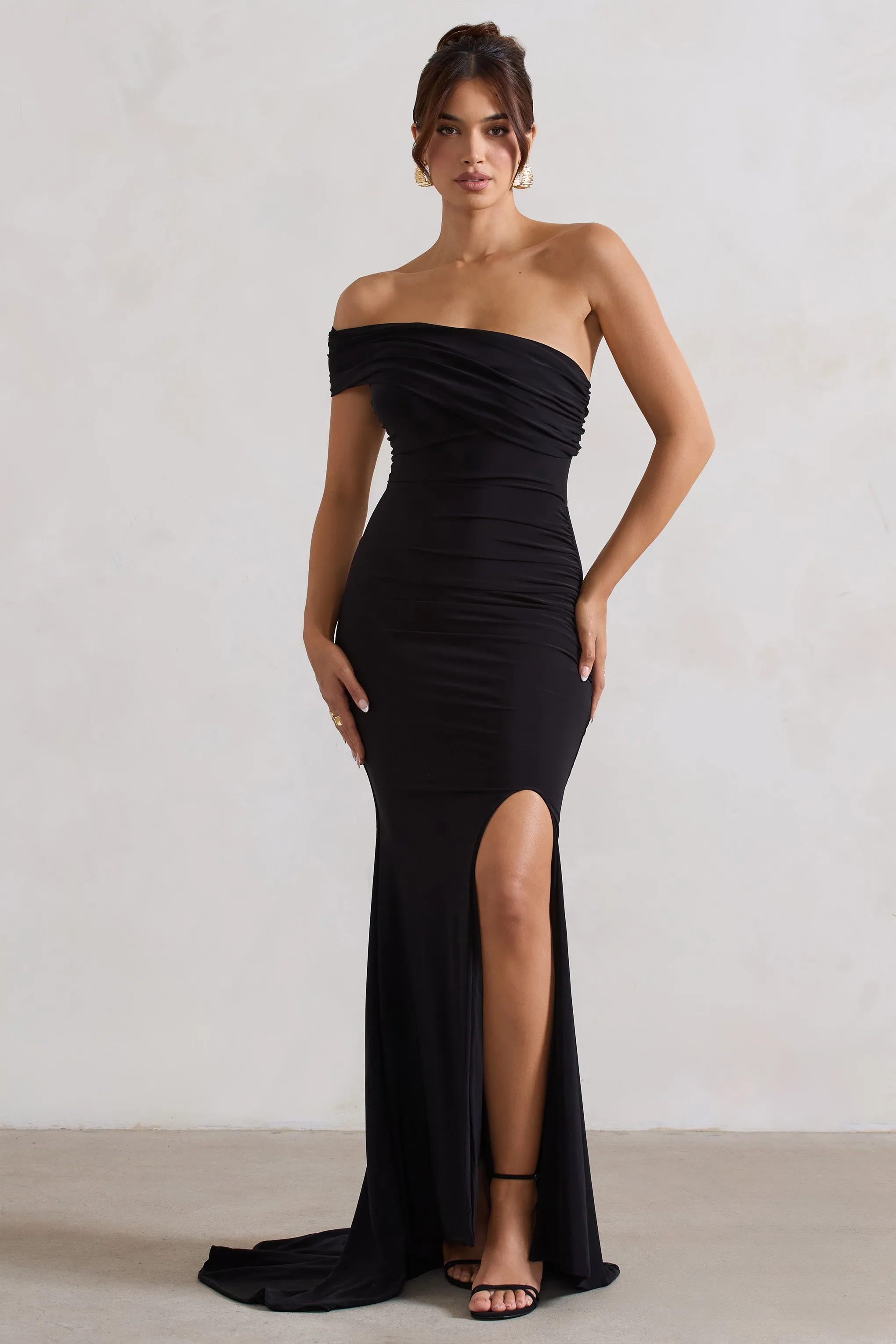 Forever & Always | Black One Shoulder Fishtail Maxi Dress