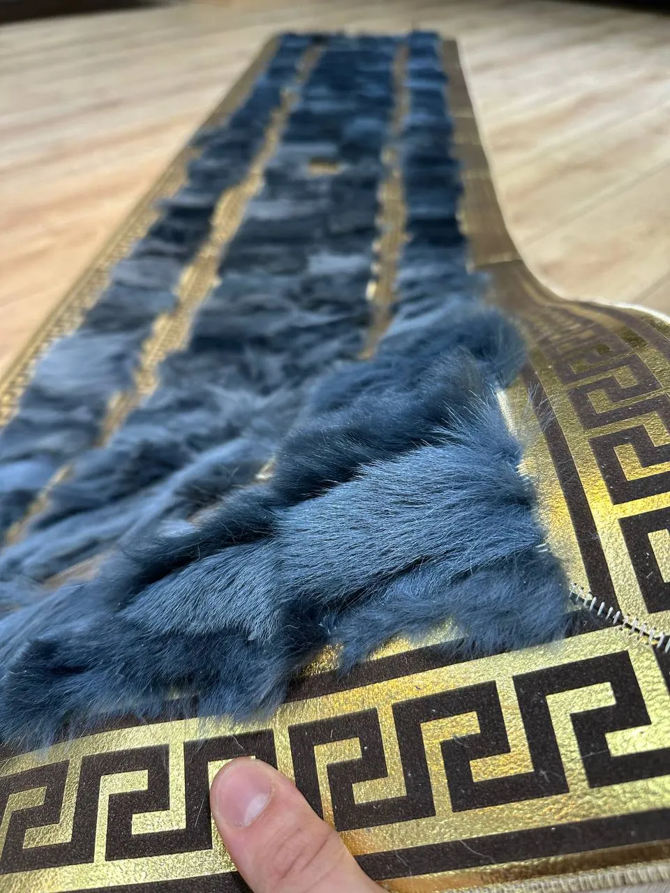 Genuine Handmade Blue Home Decor Runner Rug , Sheepskin Non Slip Rug