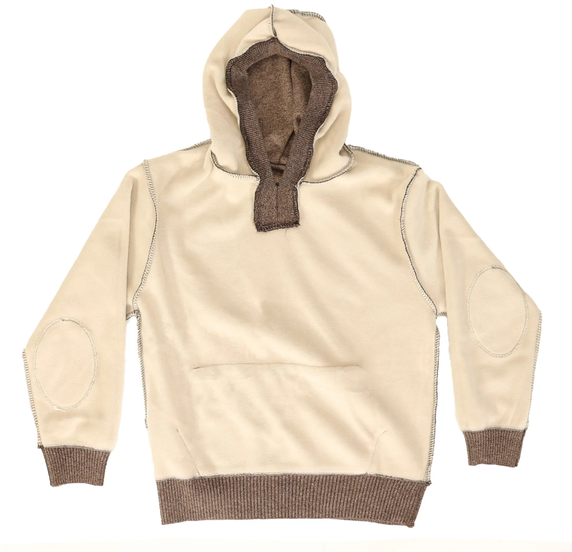 Gioberti Men's Melange Camel Knitted Pullover Hoodie Sweater with Soft Velvet Underlining