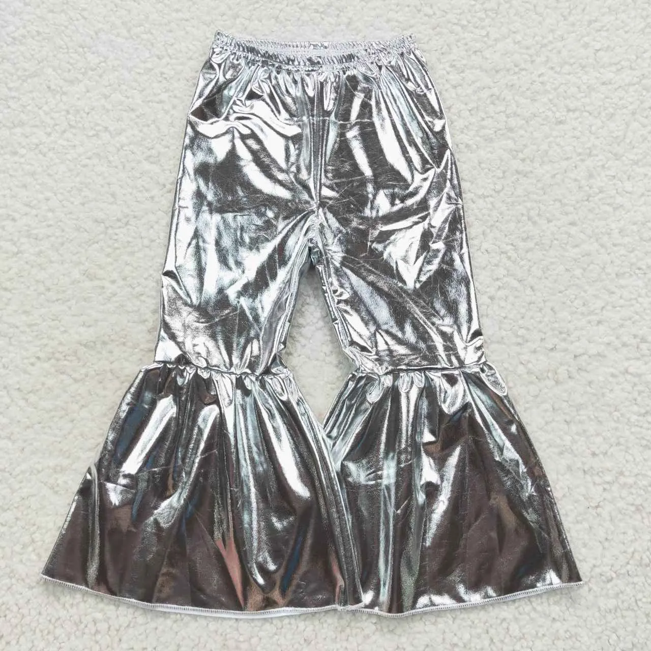 girl silver bell bottom pants P0254