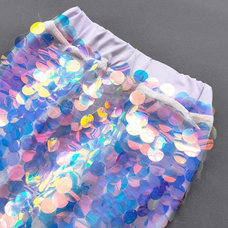 Girls Sequin Mermaid Skirt , 3 colours 2 - 9 years