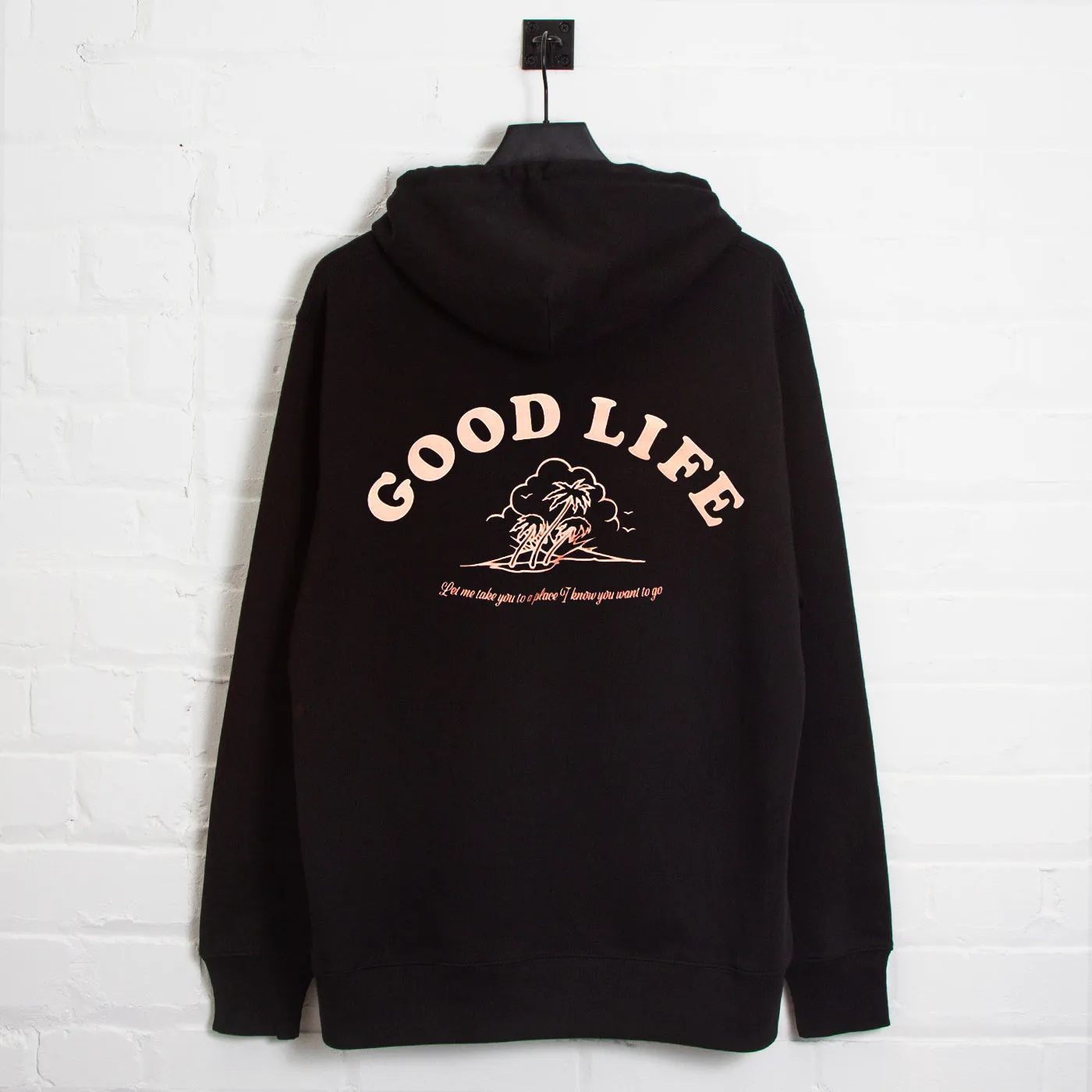 Good Life Back Print - Pullover Hood - Black