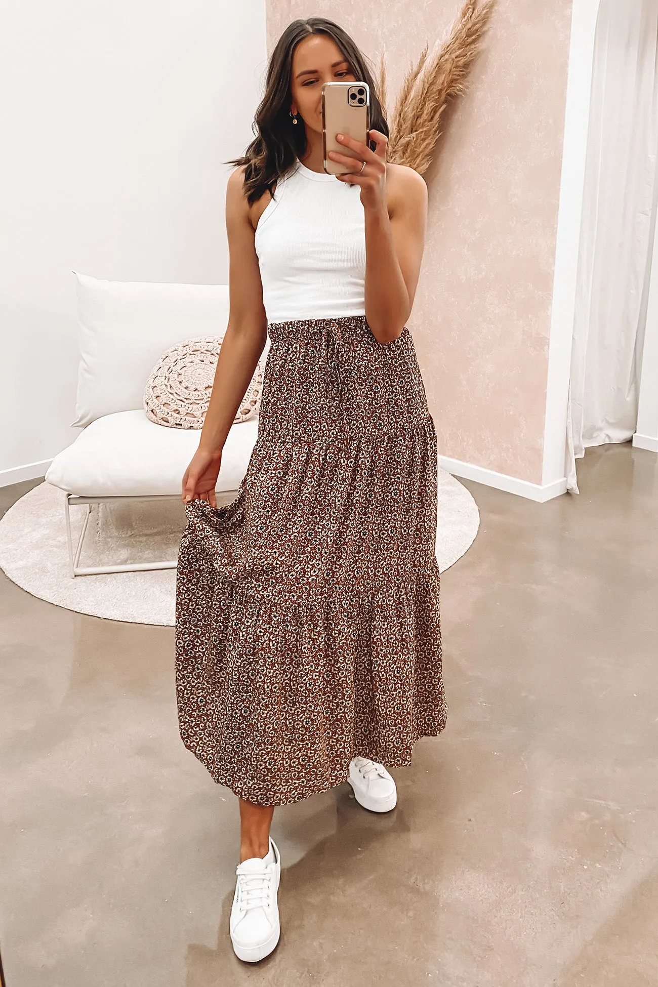 Gracie Maxi Skirt Brown