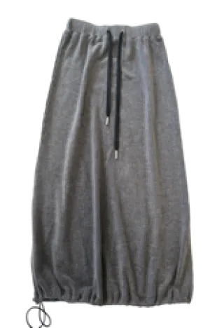 Grey Ribbed Maxi Skirt