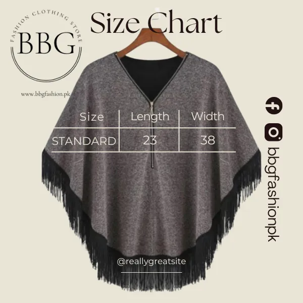 Grey Women Zipper Cape Poncho