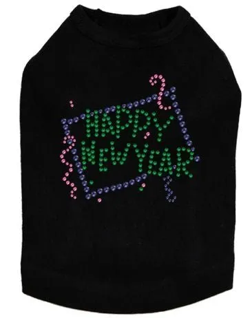 Happy New Year Confetti Dog Tank - Many Colors