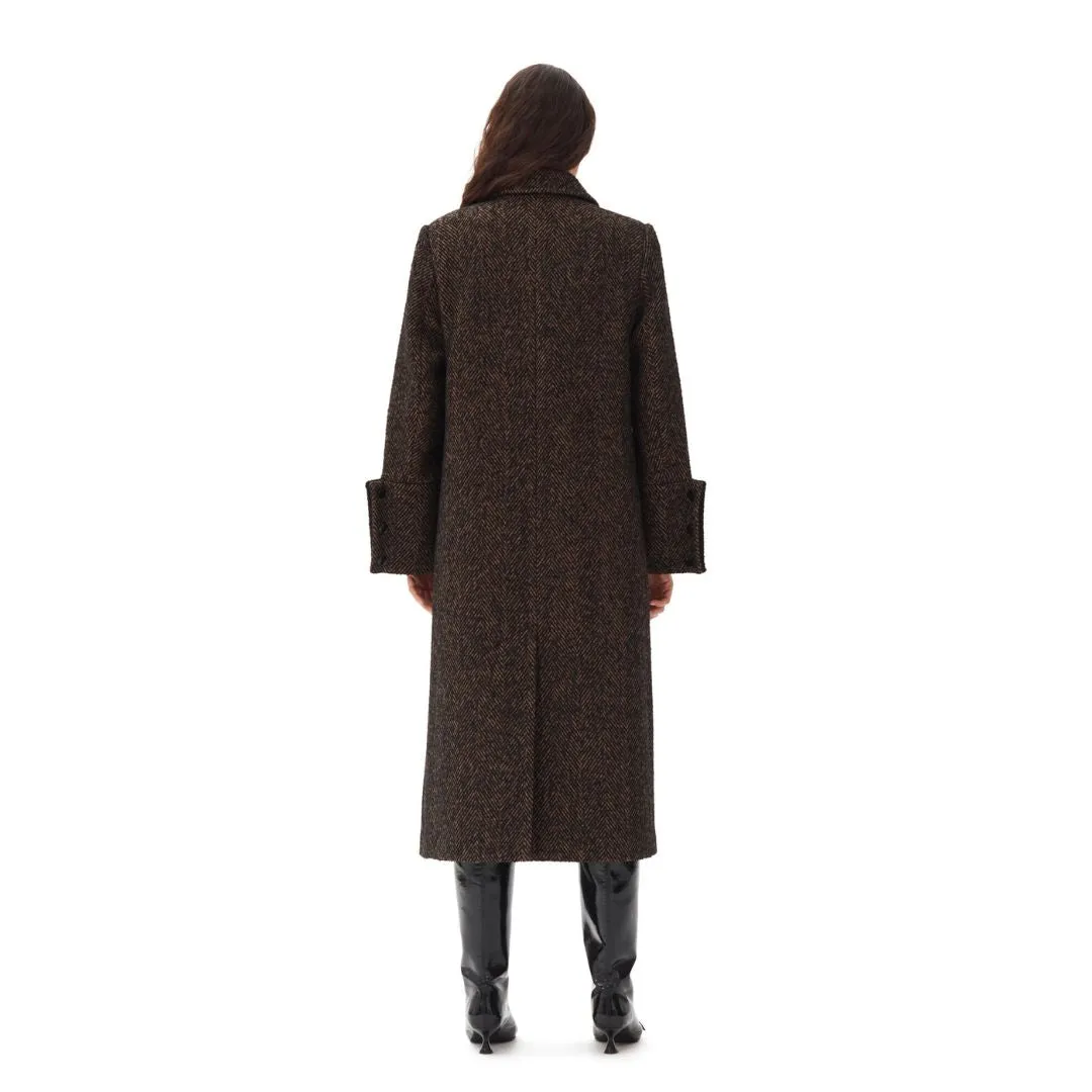 Herringbone Wool Coat (Shitake)