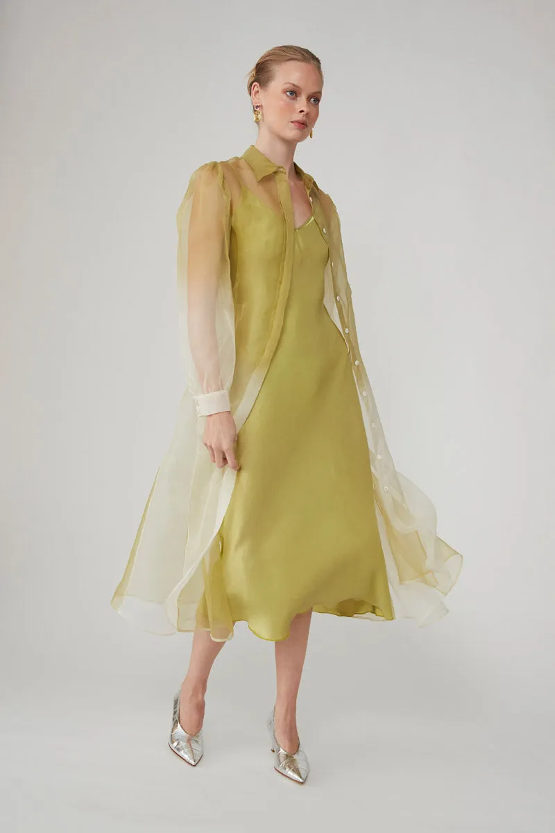 HIBA SHIRT DRESS - CHARTREUSE OMBRE