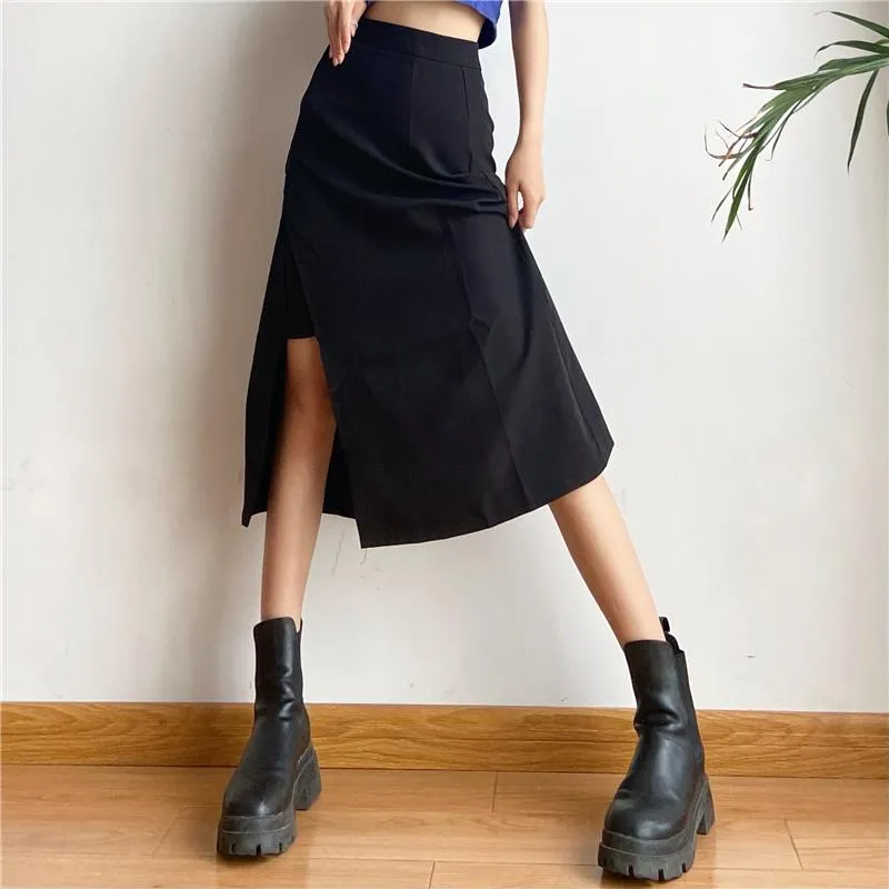 High Waist Black Long Skirt SD01939