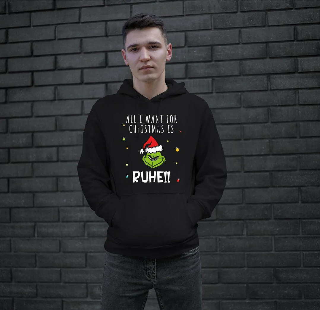 Hoodie - Grinch - All I want for Christmas is Ruhe! (Gesicht)