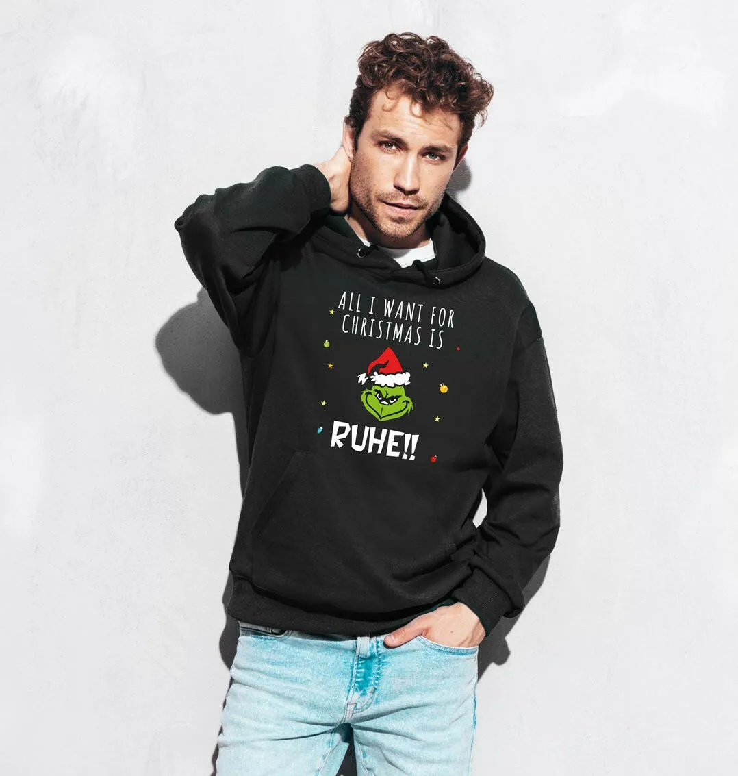 Hoodie - Grinch - All I want for Christmas is Ruhe! (Gesicht)