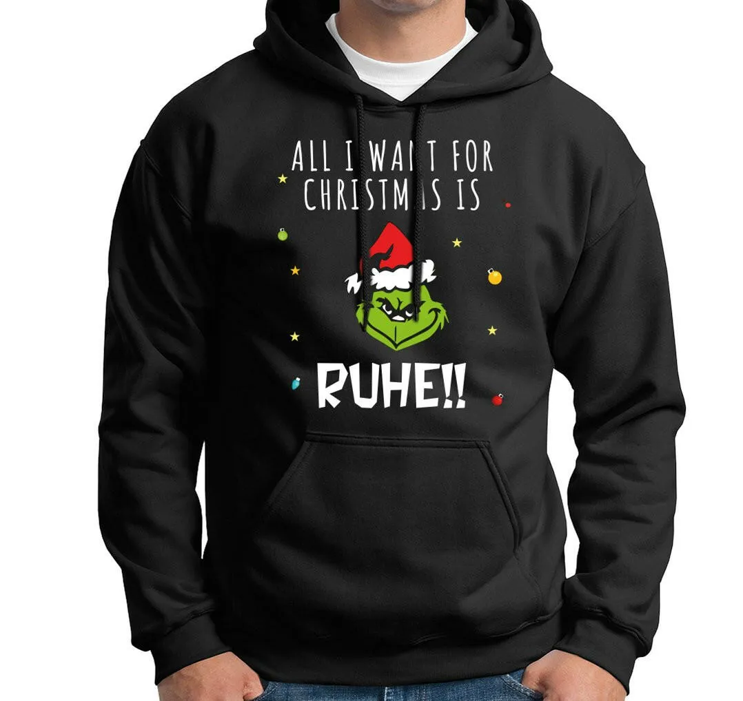 Hoodie - Grinch - All I want for Christmas is Ruhe! (Gesicht)