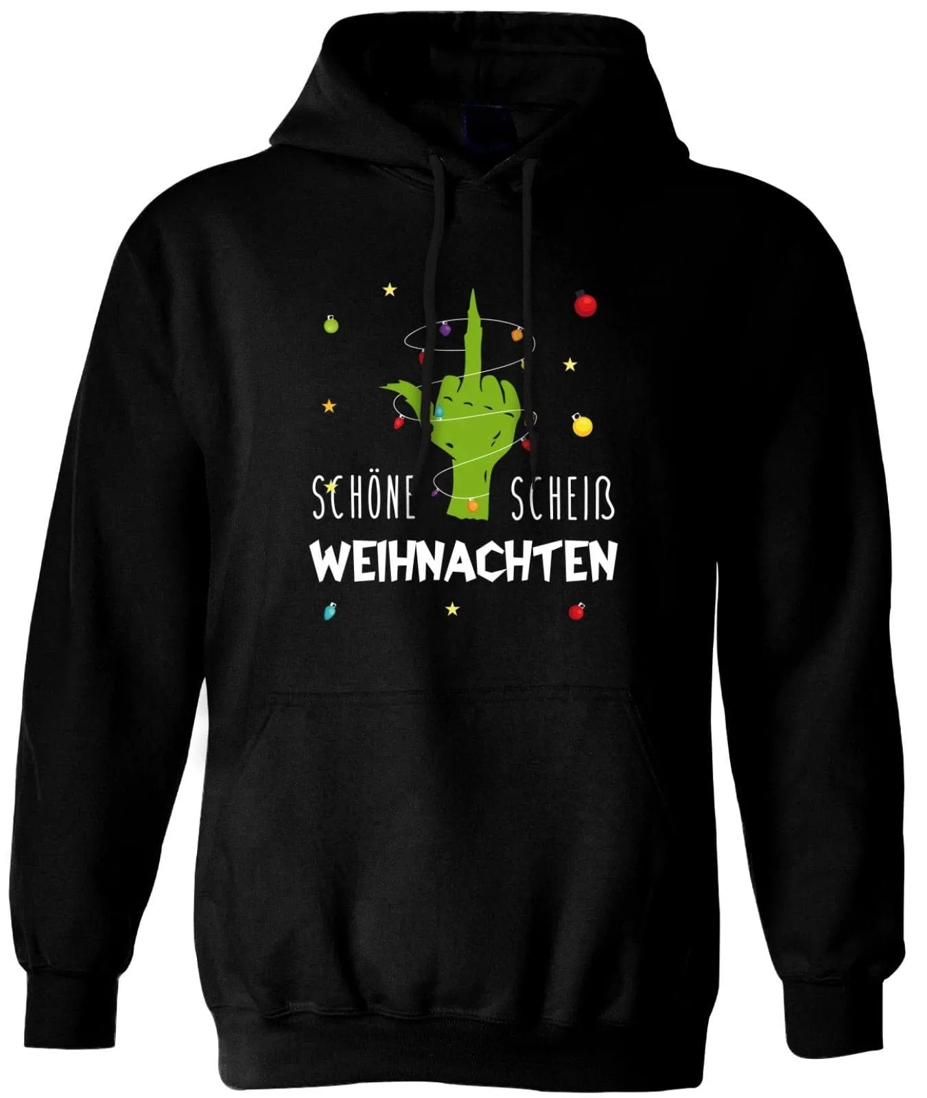 Hoodie - Grinch - Schöne scheiß Weihnachten (Mittelfinger)