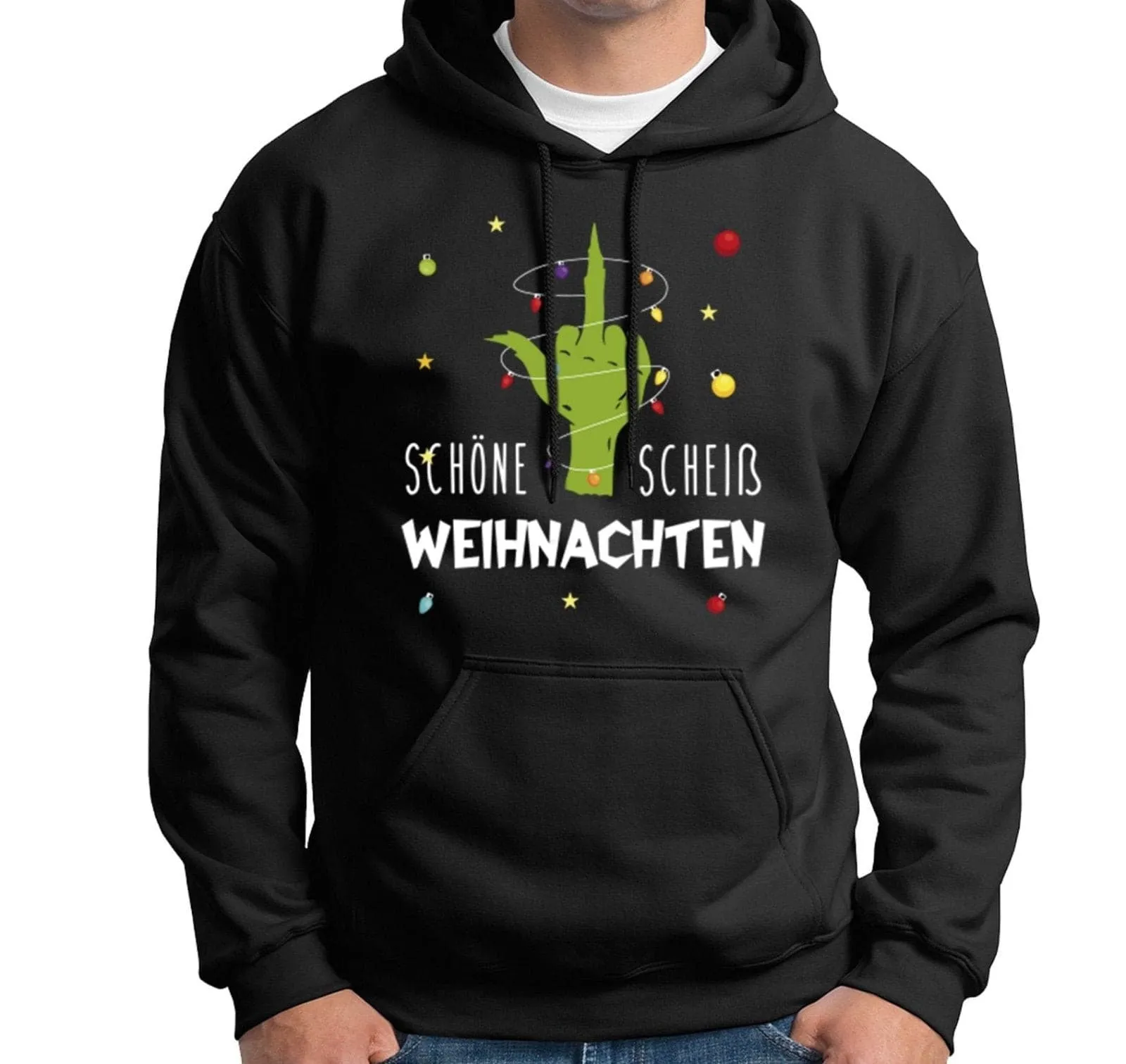 Hoodie - Grinch - Schöne scheiß Weihnachten (Mittelfinger)