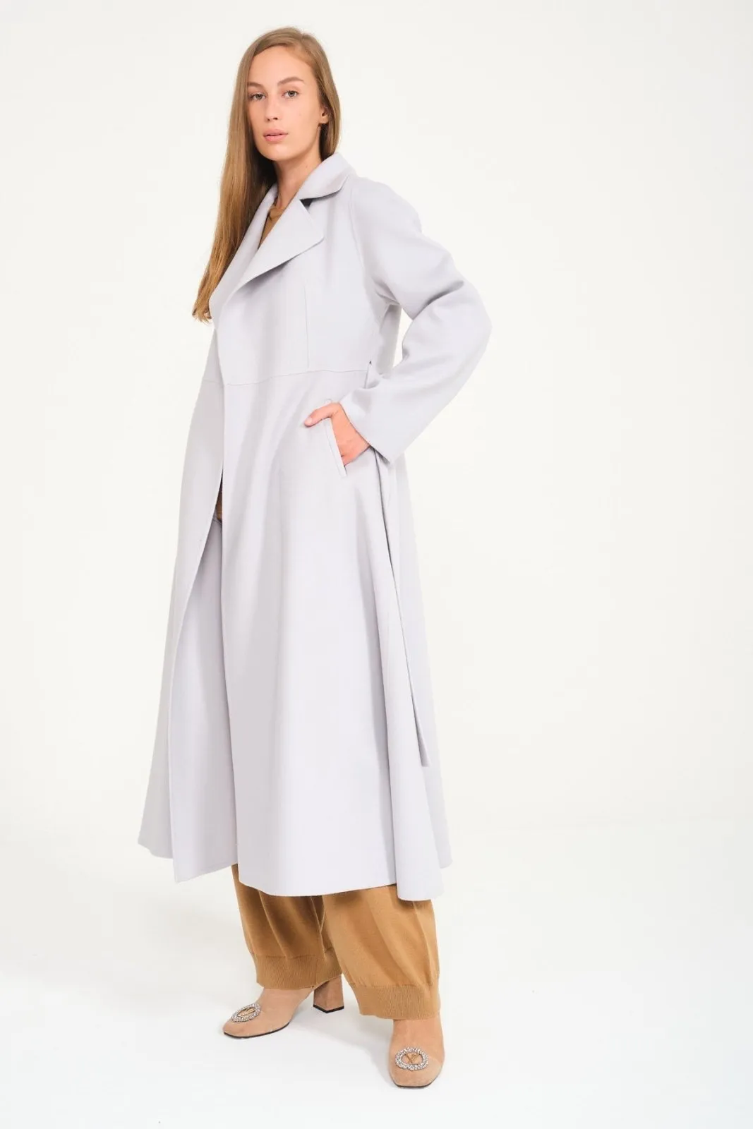 Ice Grey Long Wool Coat