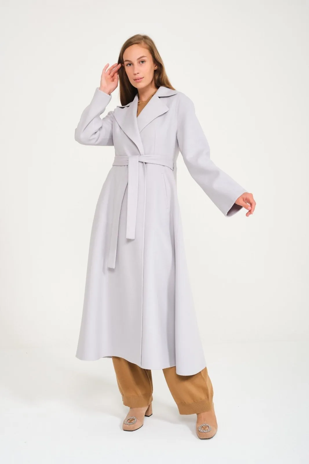 Ice Grey Long Wool Coat