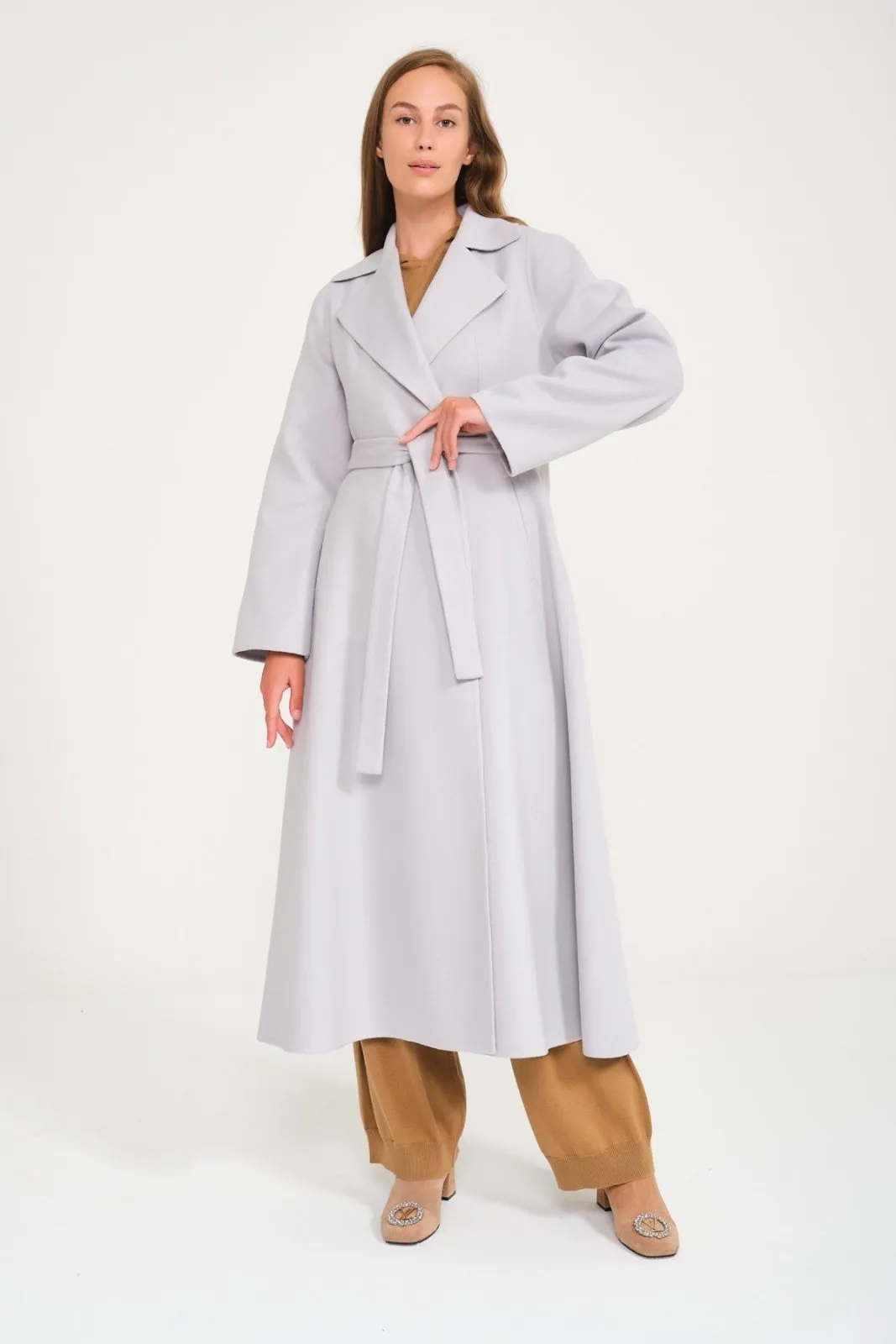 Ice Grey Long Wool Coat