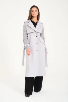 Ice Grey Wool Long Coat