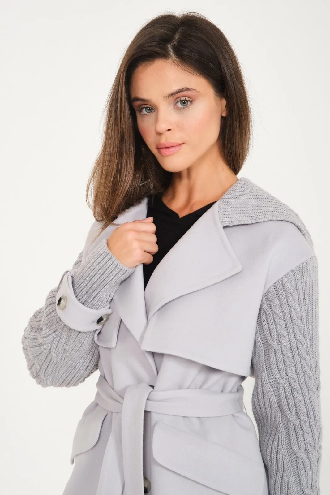 Ice Grey Wool Long Coat