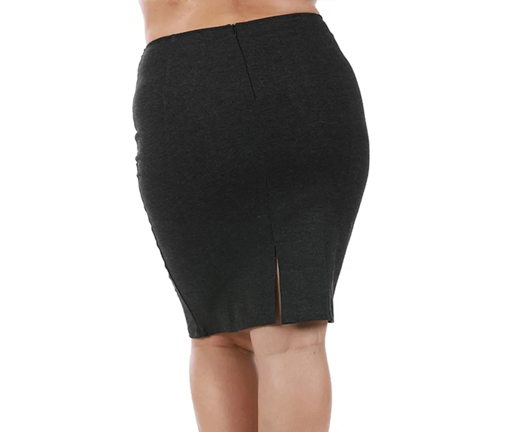 InstantFigure Curvy Plus Size Short Pencil Skirt with Back Zip 16807MC