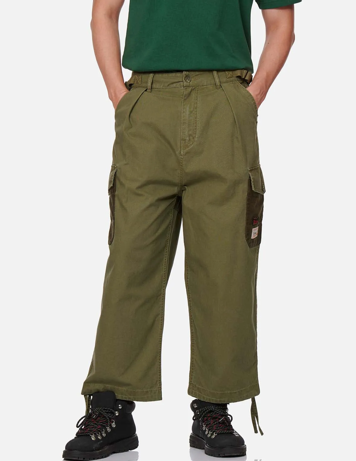 Kamon Appliqué Fabric Blocking Cargo Pants