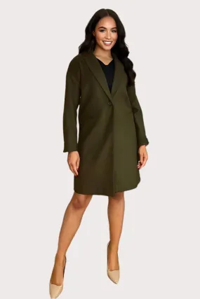 Khaki Contrast Lining Wool Effect Pea Coat