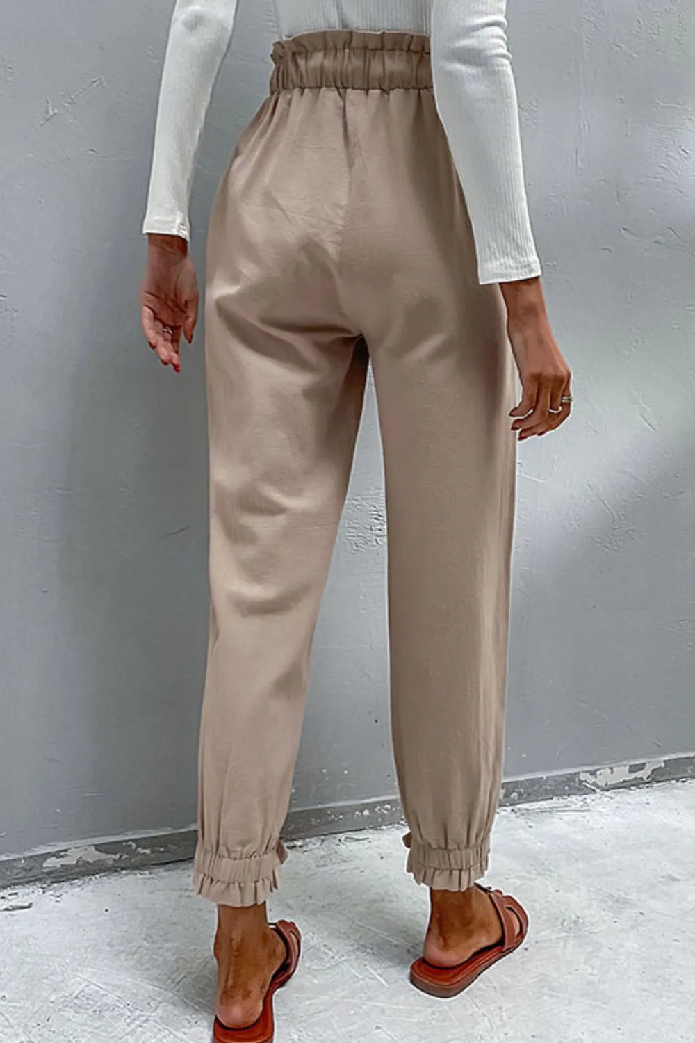 Khaki Drawstring Classic Resort Pants