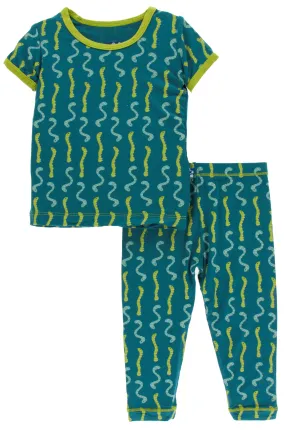 KicKee Pants Oasis Worms S/S Pajama Set with Pants