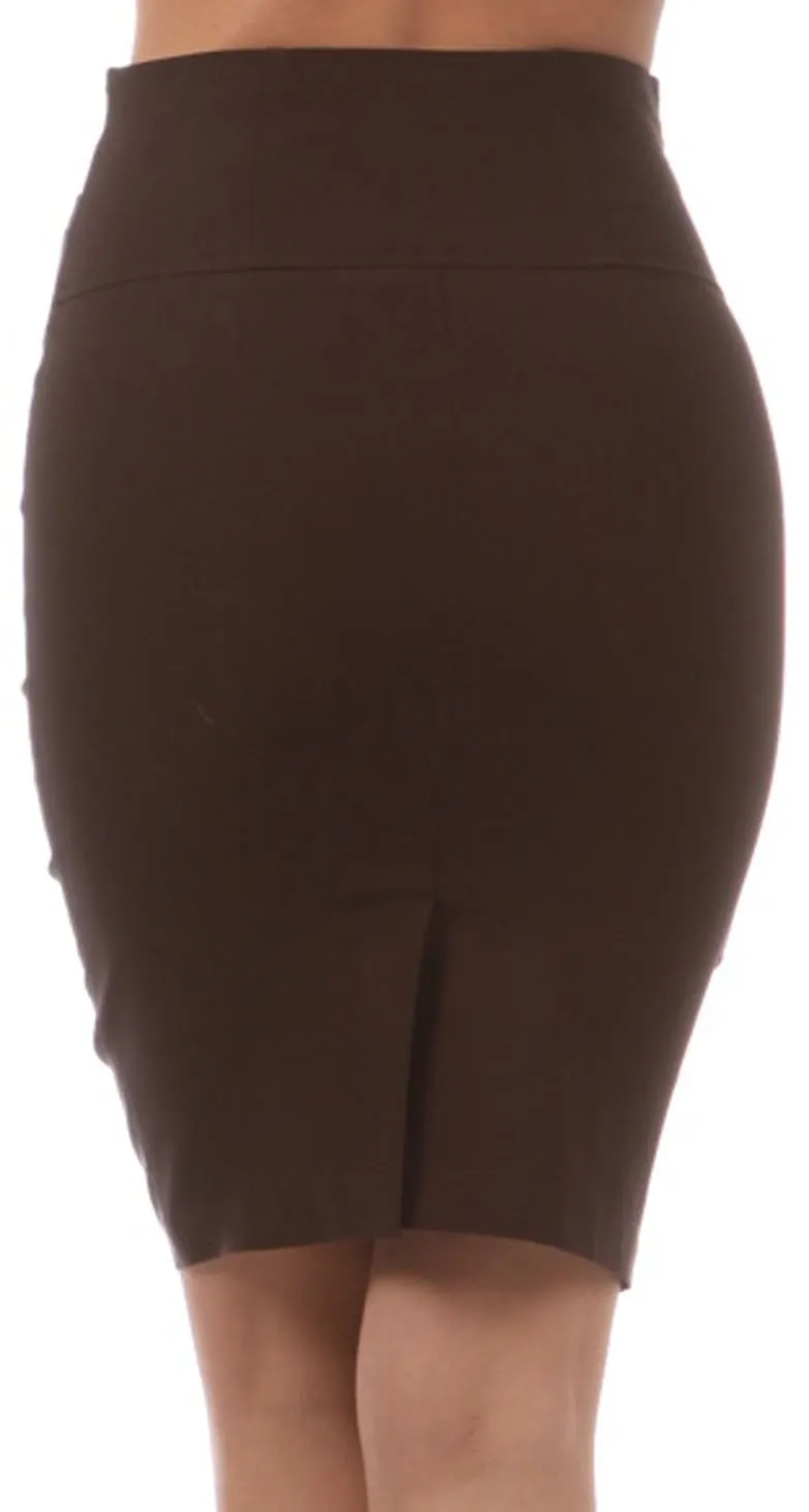 Knee Length High Waist Stretch Pencil Skirt