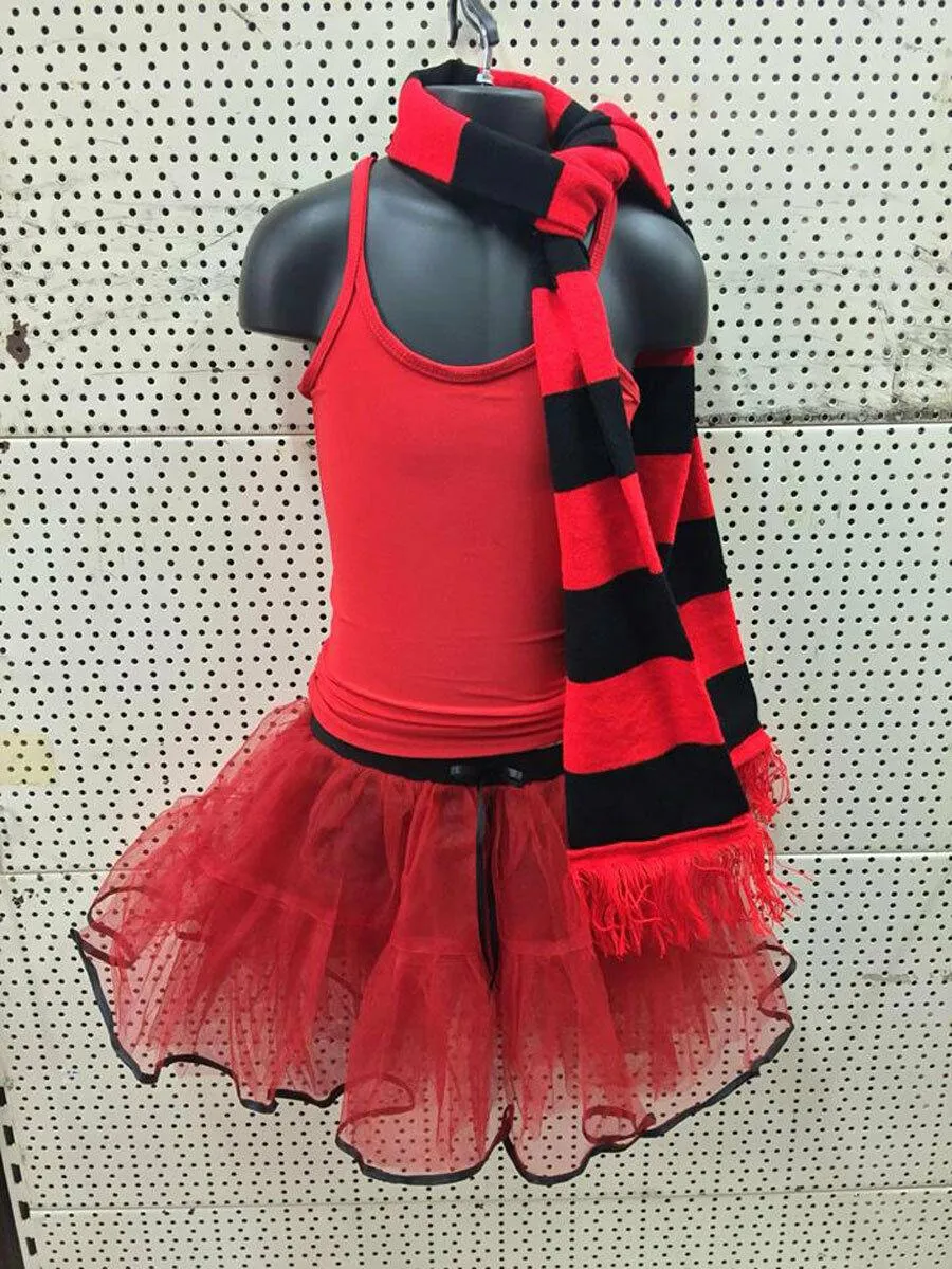 Ladies Denace Menace Tutu Skirt Vest Scarf Devil Skirt Set Red Black Hen Night