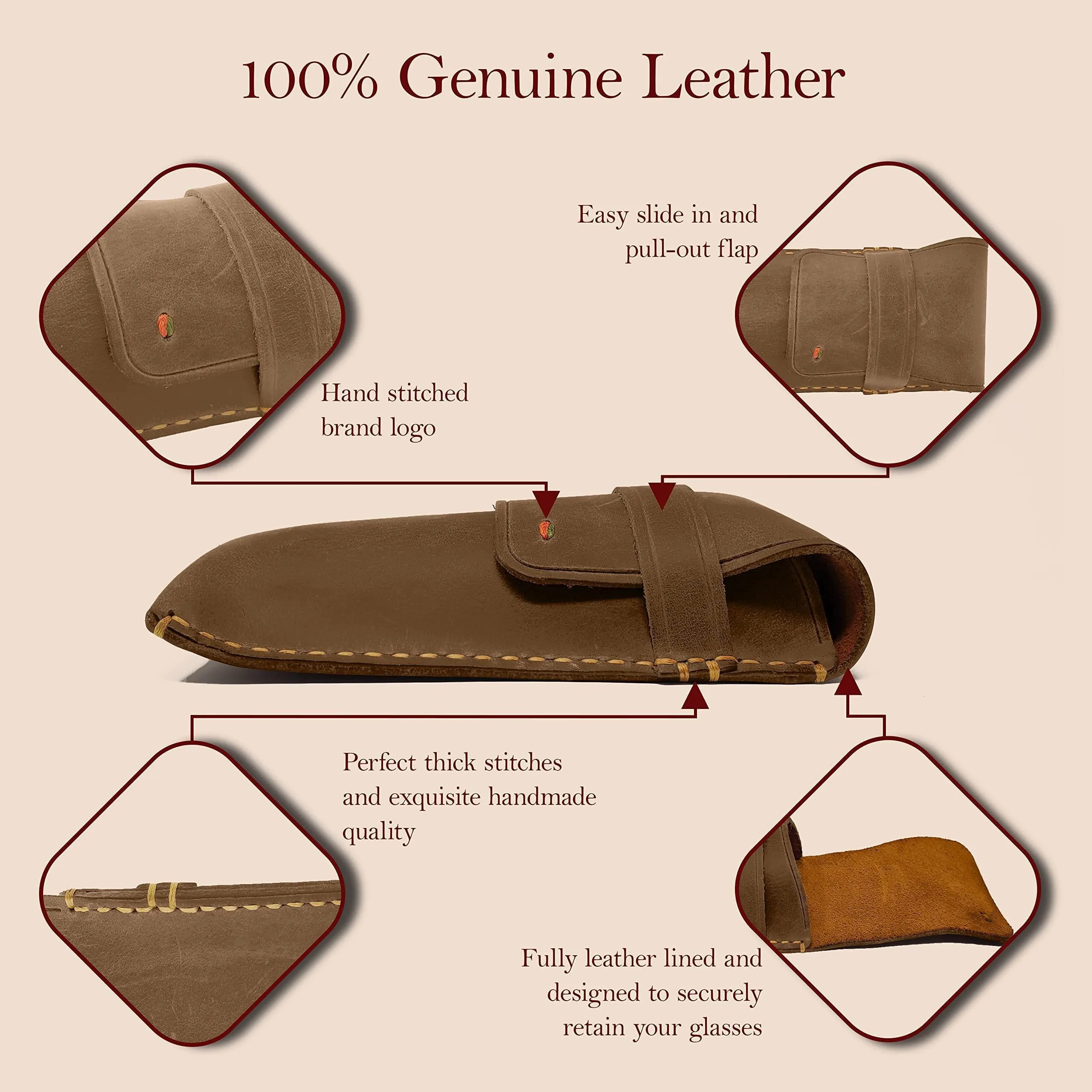 Leather Eyeglass Case  Genuine Leather Protects Sunglasses Eyeglasses Pouch