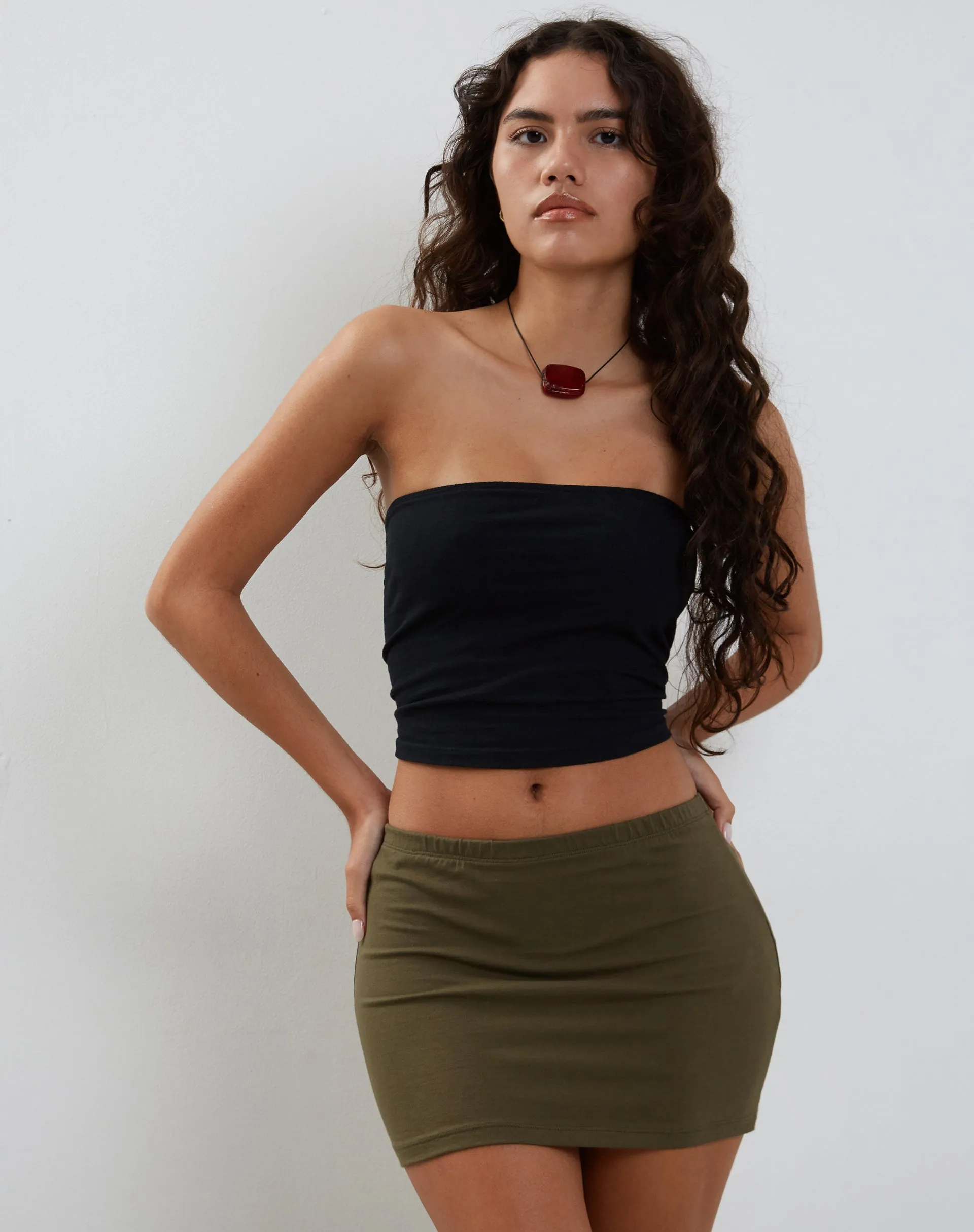 Lidya Mini Skirt in Khaki Lycra