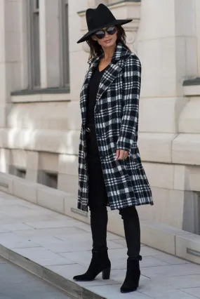 London Plaid Coat in Black - FINAL SALE