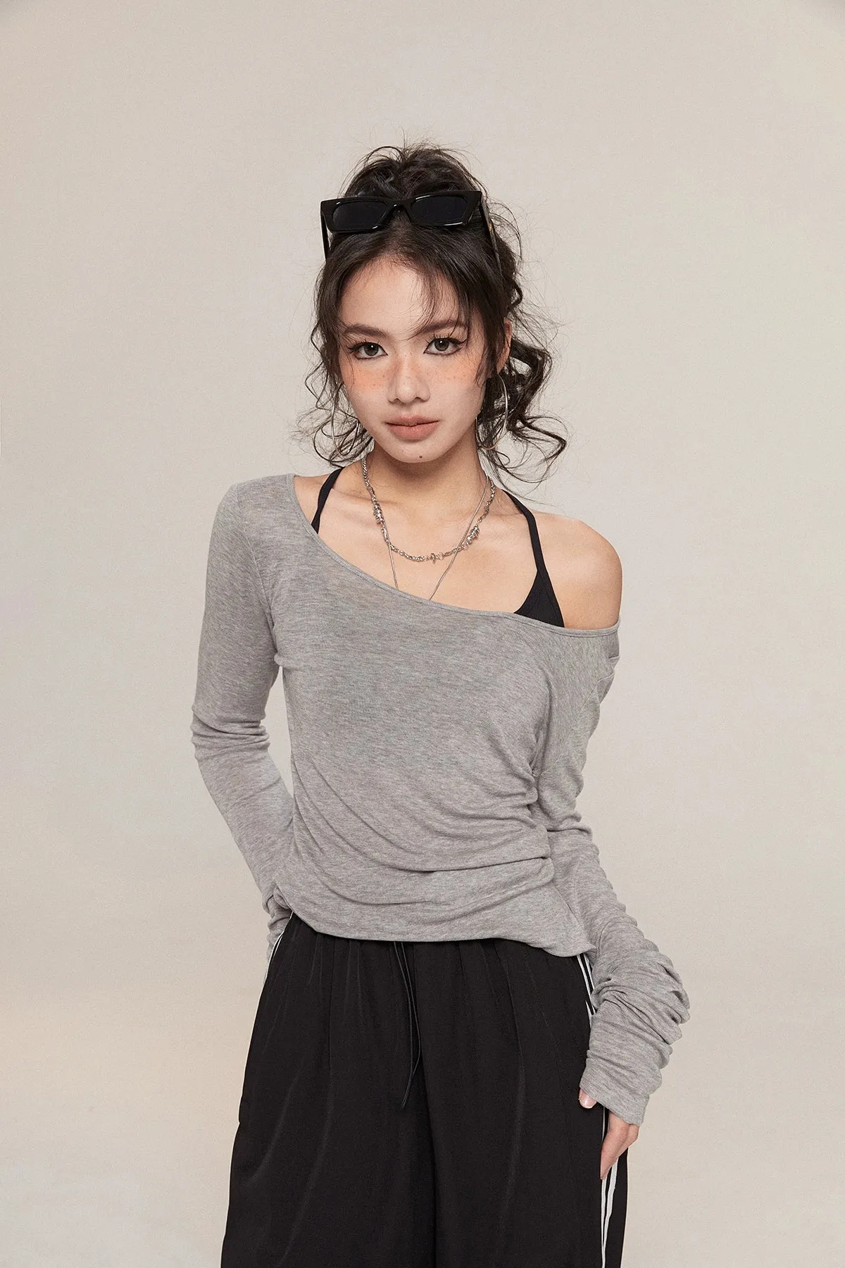 Long Sleeve Scoop Neck Soft Jersey Top