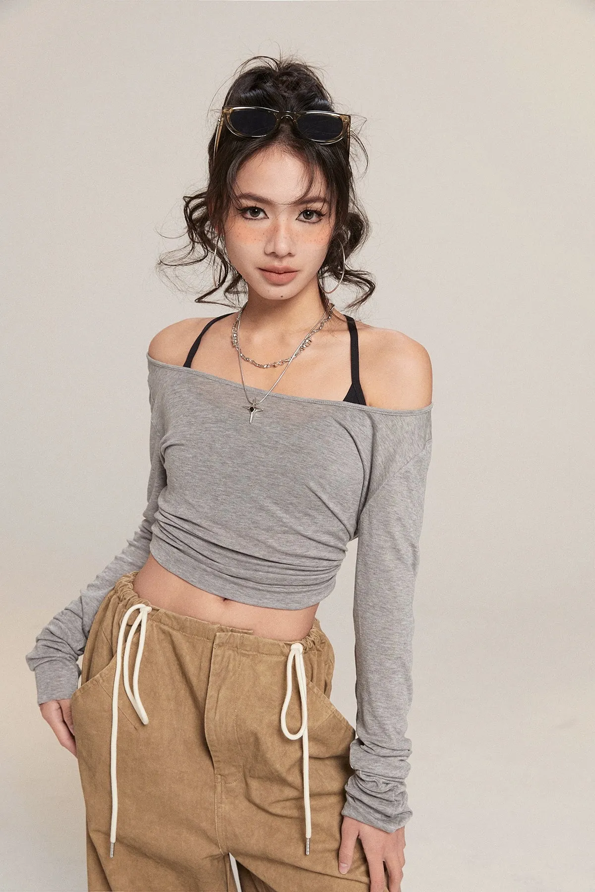 Long Sleeve Scoop Neck Soft Jersey Top