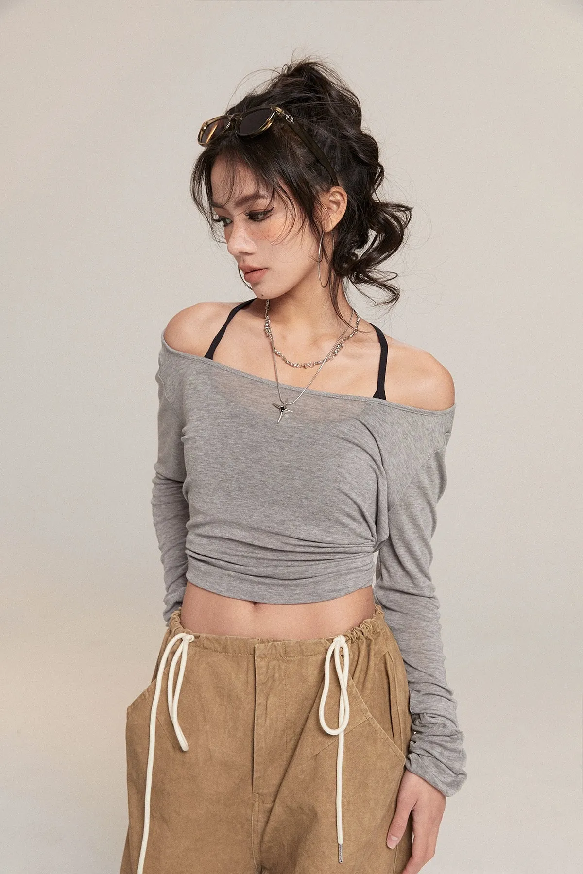 Long Sleeve Scoop Neck Soft Jersey Top