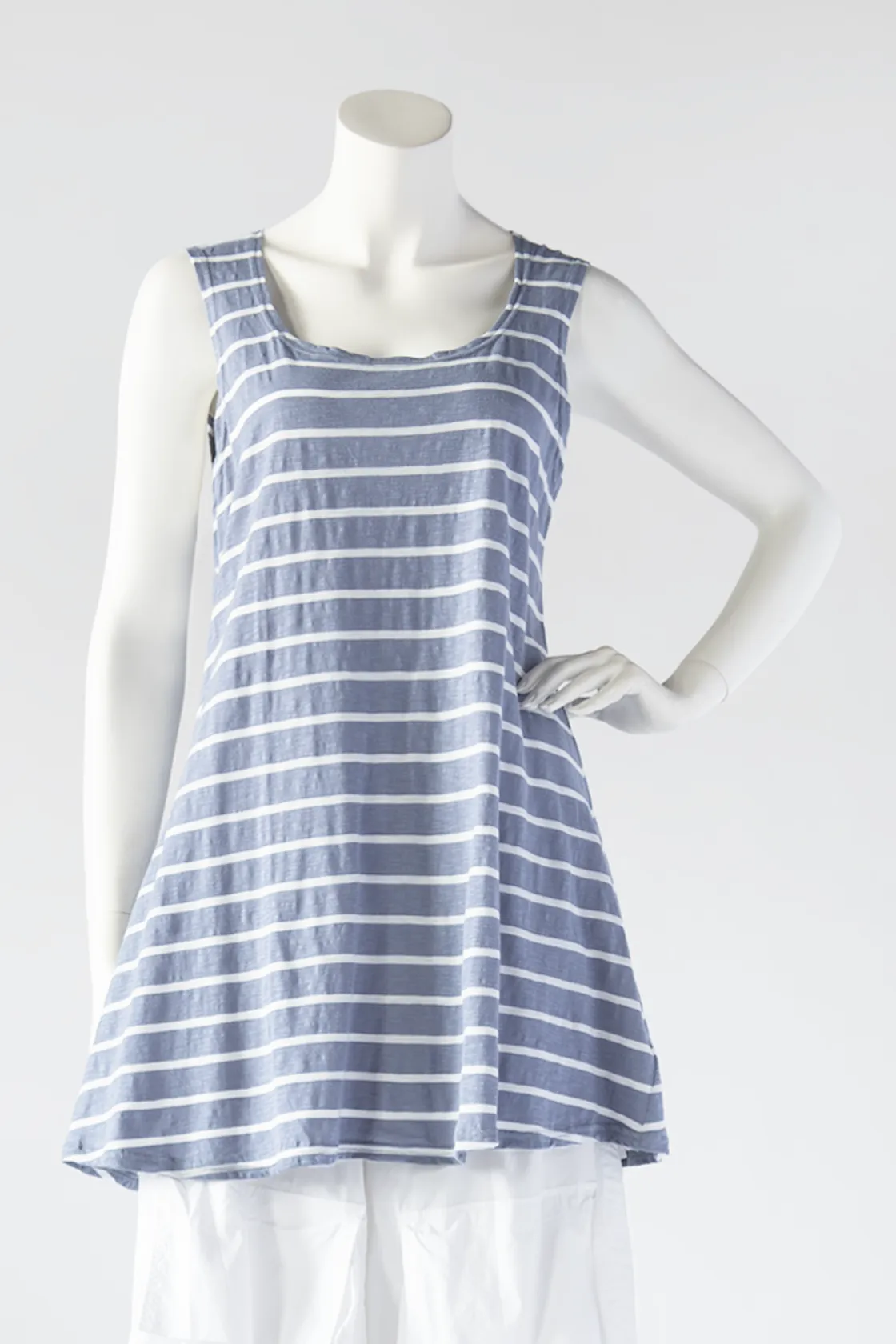 Long Tank in Stripe Cotton Jersey