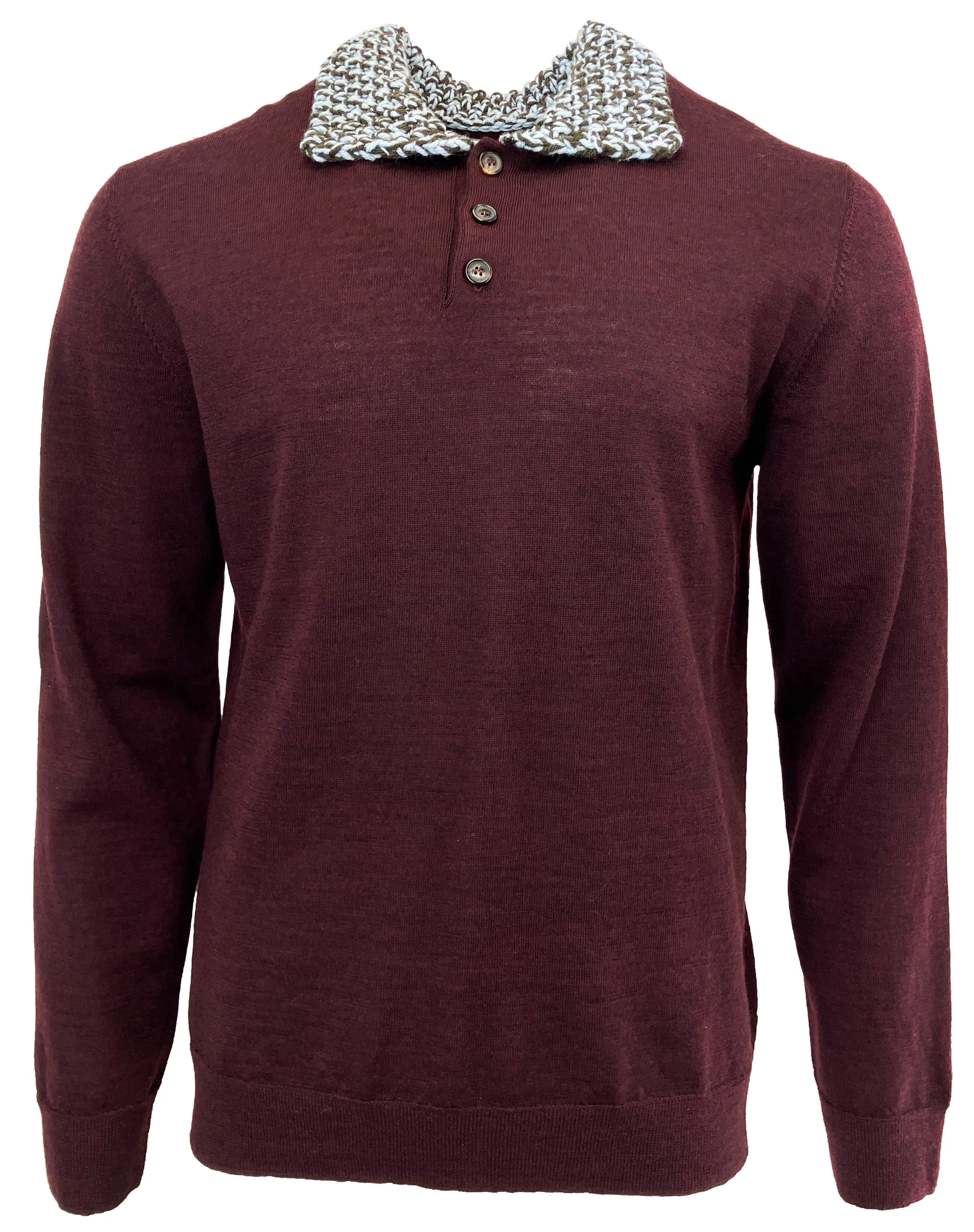 Maison Margiela Wool Polo Sweater in Bordeaux