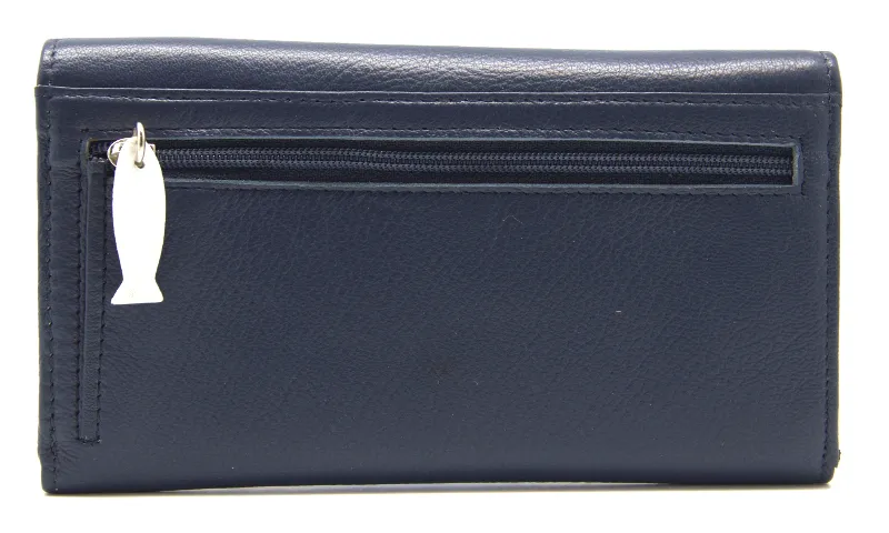 Mala Leather Navy Blue Midnight Black Cat Purse