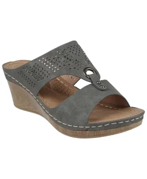 Marbella Pewter Wedge Sandals