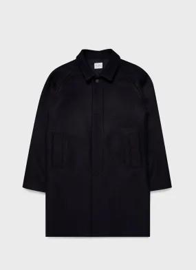 Men's Boiled Wool Car Coat in Navy