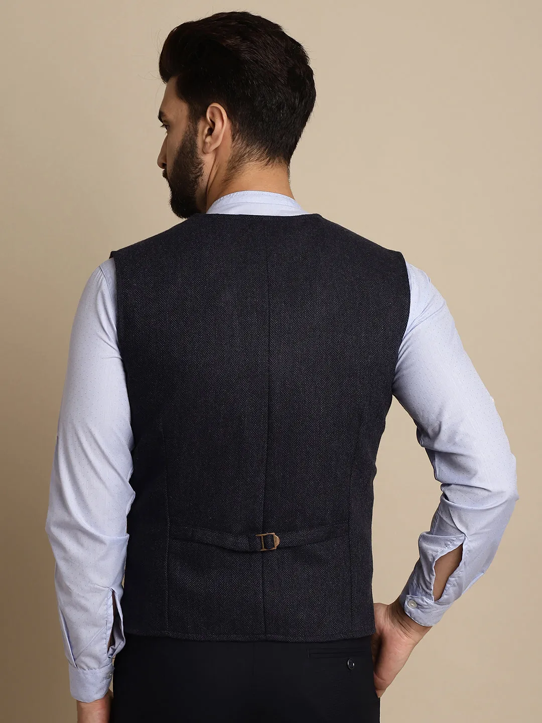 Men's Woolen Double Breast Waist Coat - Even Apparels