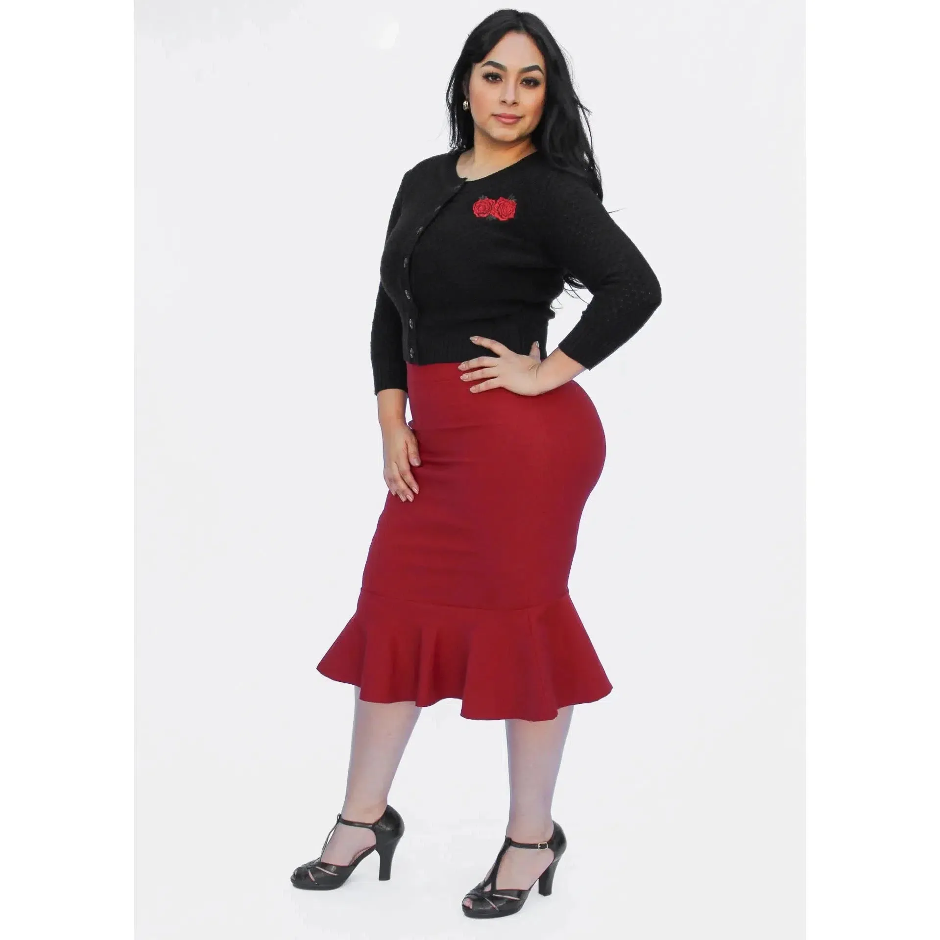 Mermaid Wiggle Skirt in Burgundy by Hemet