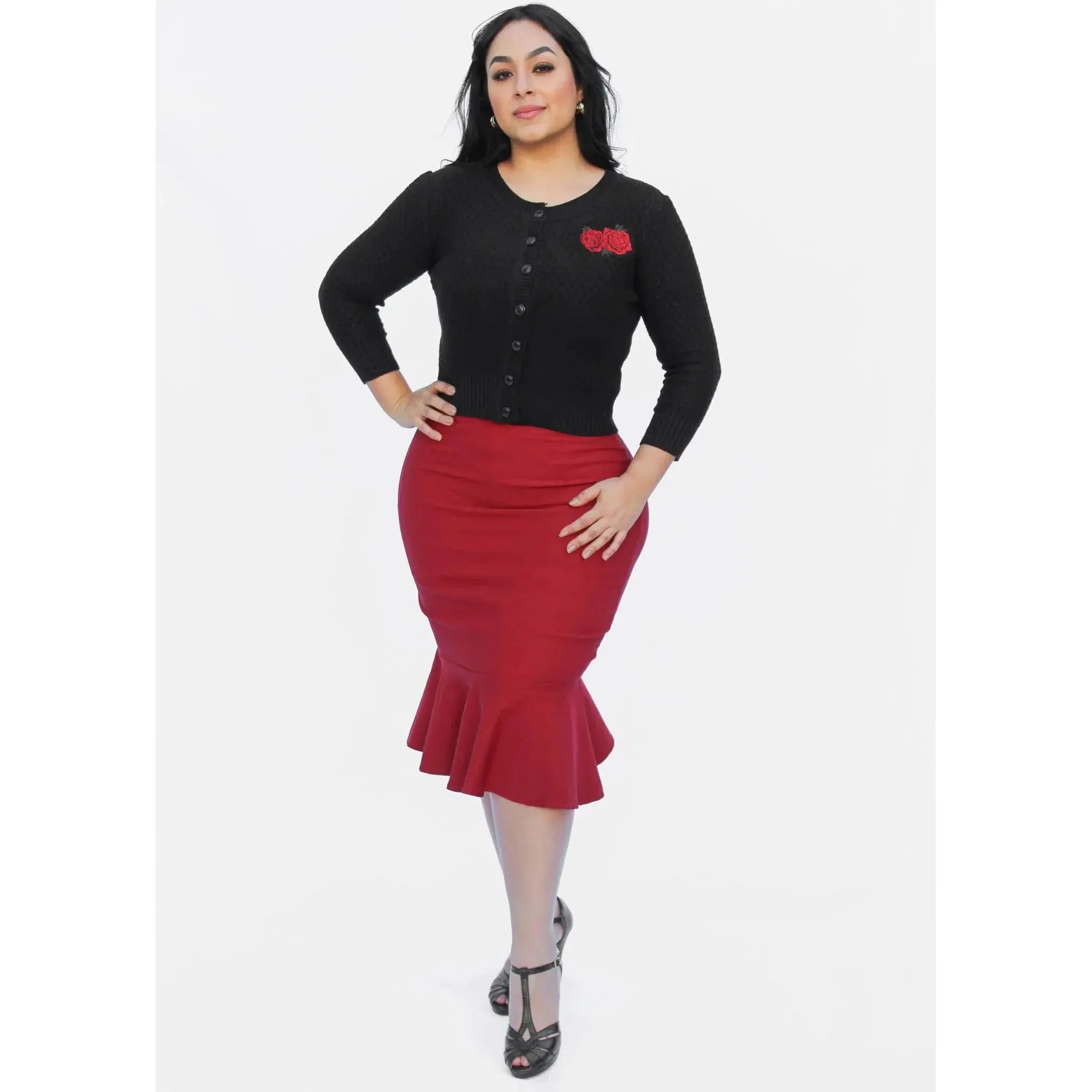 Mermaid Wiggle Skirt in Burgundy by Hemet