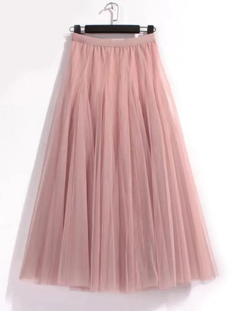 Mesh Tulle Skirt with Elastic Waist