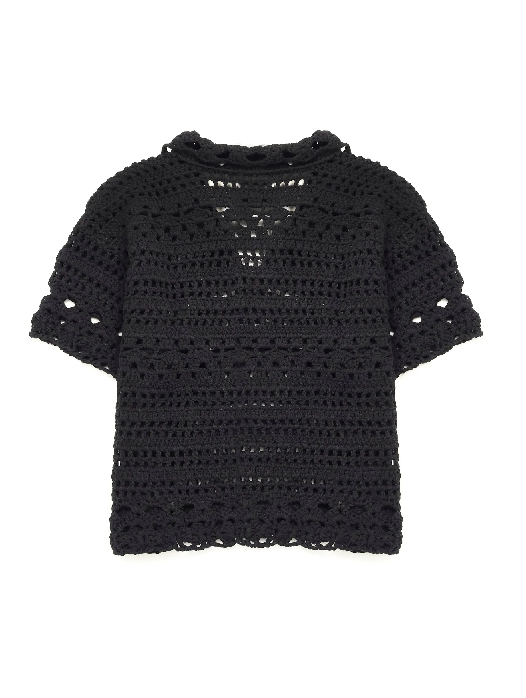 MIA Hand-crochet polo top black