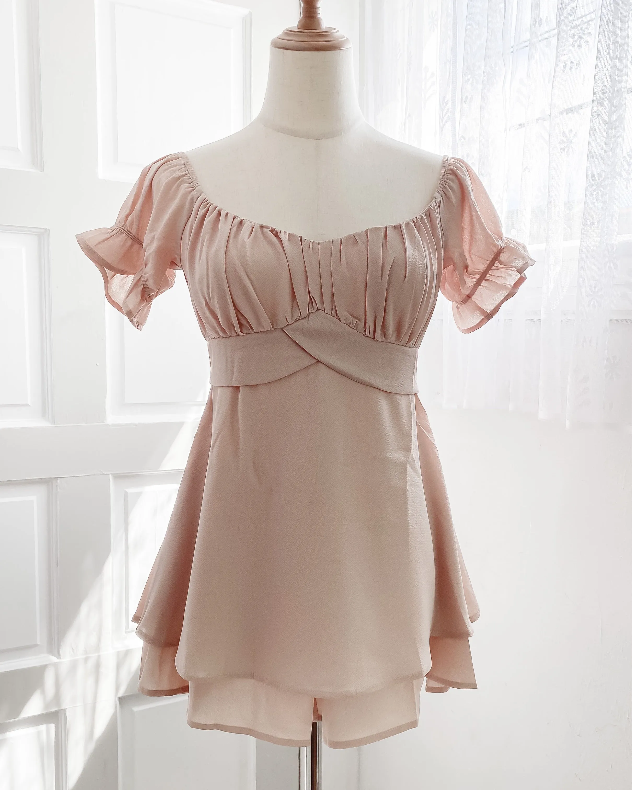 Millie Babydoll Romper (Taupe)